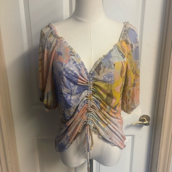 INC International Concepts Floral Ruched Women's Top - Picture 1 of 4